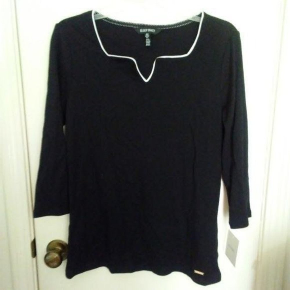 ELLEN TRACY Woman's Black Top Size M NWT!!